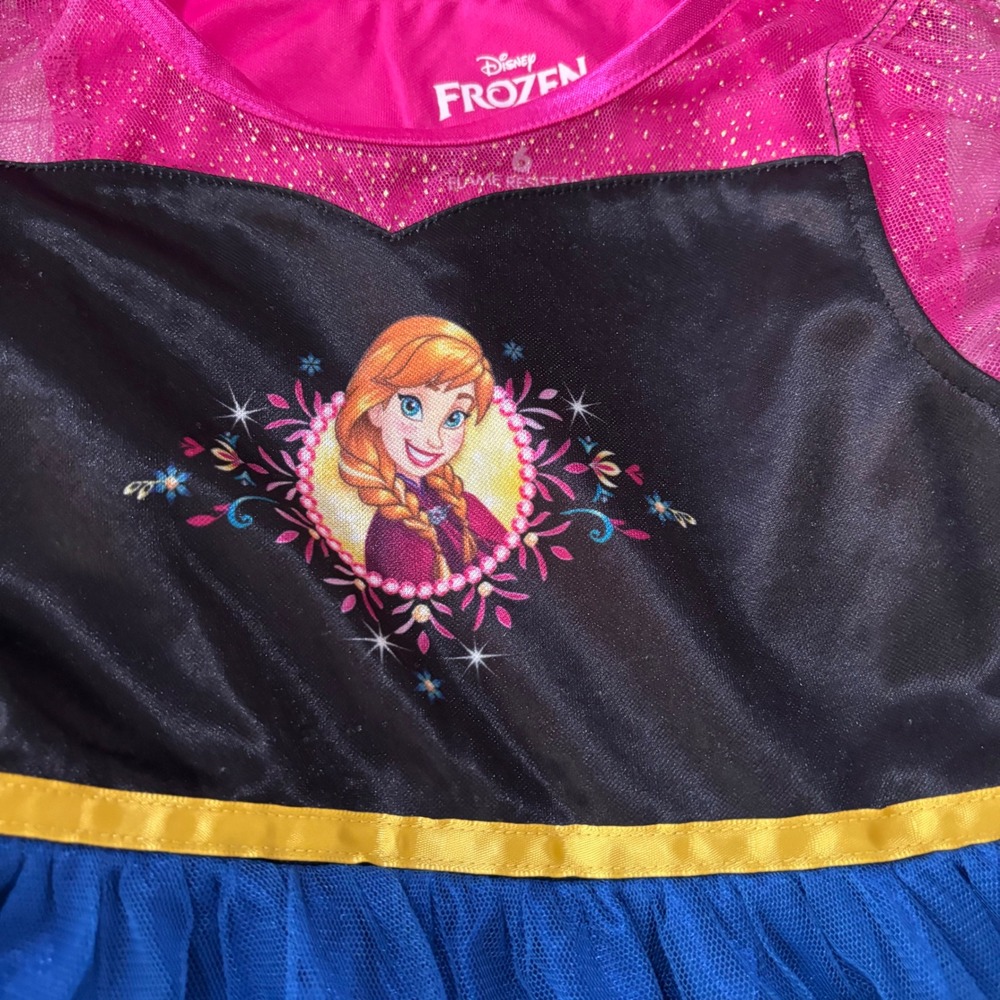 Disney Frozen Anna & Elsa Nightgown Lot 2pc Girls 6 Dress Up Bl Teal Pink Bundle - Picture 5 of 8